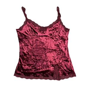 VTG Y2K Express Babydoll Tank Top Large Velvet/Lace Coquette Boho Fairy 90s Cami